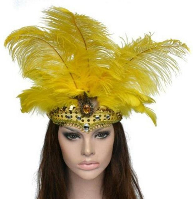 SHxiaolu Haarband, Pfau, Federkopfschmuck, gelb, Unisex - Bild 1