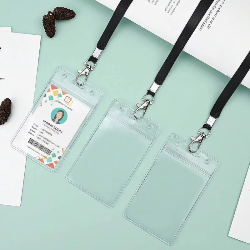 3er-Pack wasserdichte Ausweishalter mit schwarzen Umhängebändern aus Kunststoff für Büro, Schule und Reisen - Bild 4