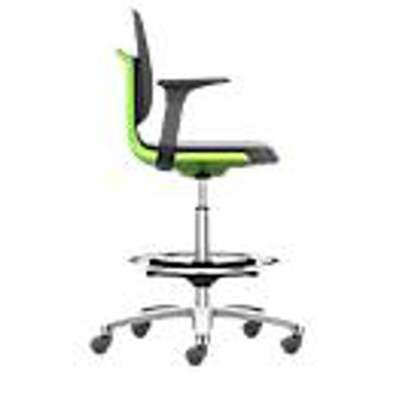 Bimos Arbeitsdrehstuhl Labsit hoch in Grün aus Kunstleder mit Sitz-Stopp-Rollen, B: 45 cm, T: 42 cm, H: 56 - 81 cm - Bild 2