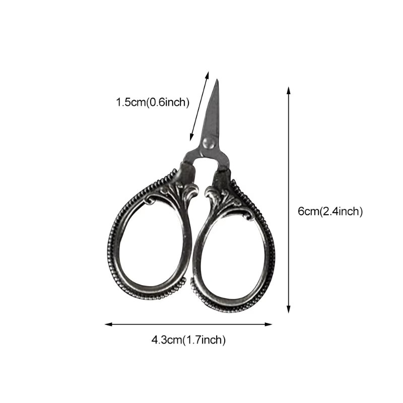 Mini Retro Taschenschere aus Edelstahl in Braun für Stickerei und Nähen, Höhe: 6 cm - Bild 1