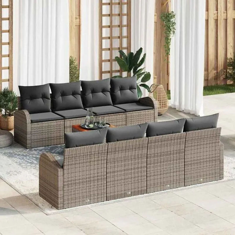 Vidaxl Garten-Sofa-Set aus Polyrattan in Grau mit 9 Teilen und modernen Loungemöbeln - Bild 1