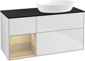 V&B Waschtischunterschrank Finion in Weiß lackiert mit Eichenregal, Breite: 120 cm, Tiefe: 50,1 cm, Höhe: 50,1 cm - Bild 1