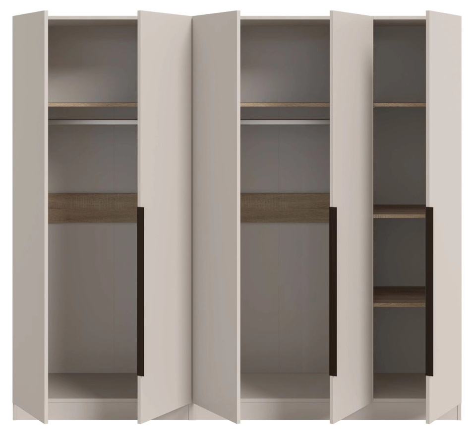 5-türiger Kleiderschrank Swan in Kaschmir, modern, matt, B/H: 181 x 200 cm - Bild 4