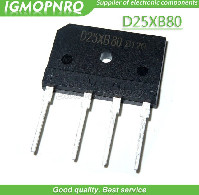 5 Stück D25XB80 ZIP Brückengleichrichter in Schwarz, 25A, 800V - Bild 1