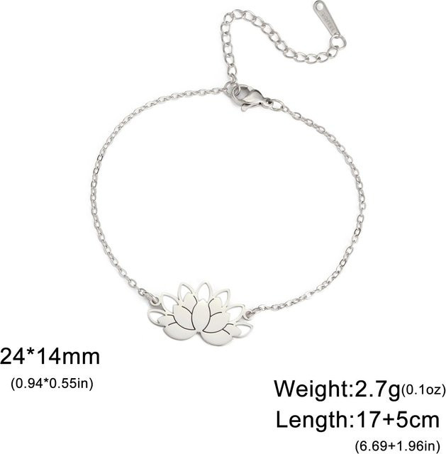 Armband Lotusblüten-Charms, Edelstahl, Silber, Damen, 17-22cm - Bild 1