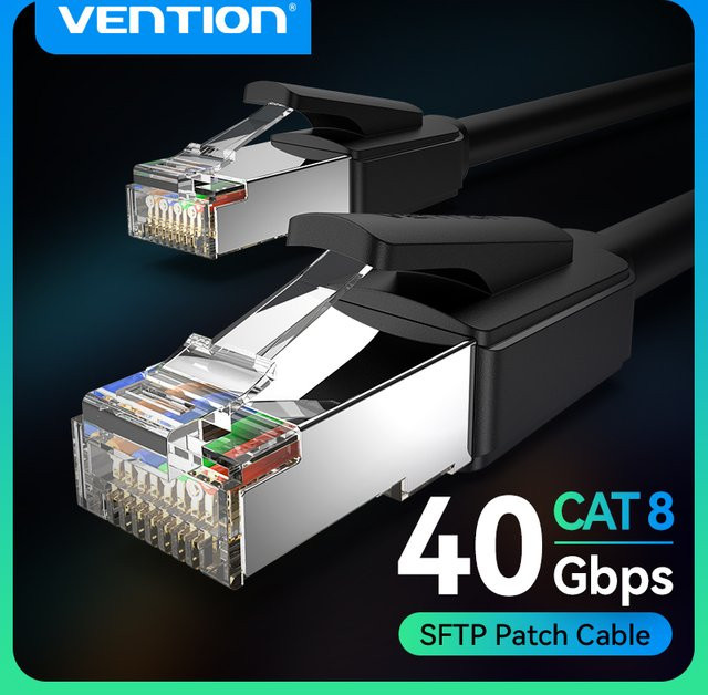 Vention Cat8 Ethernet-Kabel SFTP RJ45 LAN Patchkabel mit 40 Gbit/s und 2000 MHz für Router und Modem - Bild 1