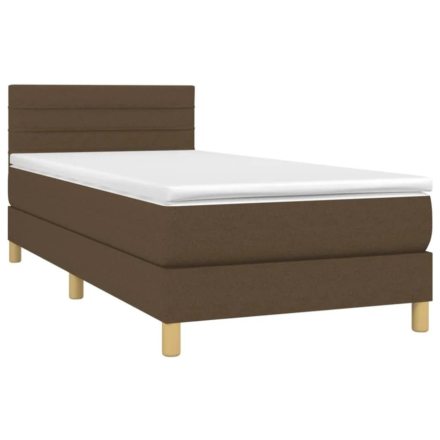 vidaXL Boxspringbett mit Matratze und LED in Dunkelbraun, Hybridbett mit USB-Ladeport und Unterbettbeleuchtung, B/T/H: 90 x 190 x 78 cm - Bild 2