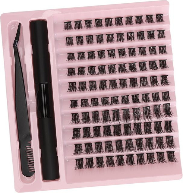 Koogeelife Falsche Wimpern DIY Verlängerungswimpern, 100 Büschel, Grau - Bild 1