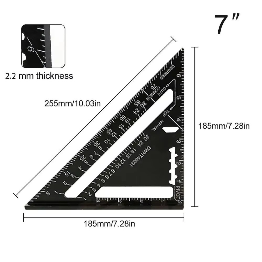 7-Zoll Speed-Quadratlineal aus Aluminiumlegierung in Silber für präzise Winkelmessungen in der Holzbearbeitung - Bild 4