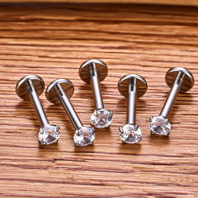 UHERA Labret Ohrstecker, Titan, Zirkonia, Unisex - Bild 2