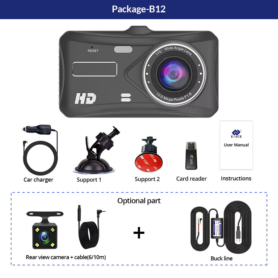 Acceo Dashcam mit 24H Touch Nachtsicht, Full HD 1080P Vorder- und Rückkamera, 4,0 Zoll Digitaler Videorecorder DVR Spiegel, Schwarz - Bild 6