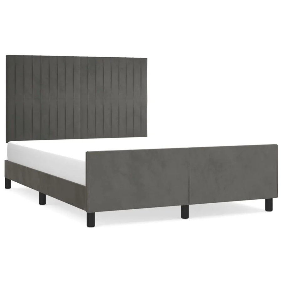 vidaXL Bettgestell aus Samt in Dunkelgrau, B/T/H: 140 x 190 x 146 cm - Bild 2
