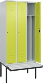 C+P Spind Classic PLUS Garderobenschrank mit Sitzbank, 3 Abteile, Lichtgrau, B/T/H: 212 x 90 x 81,5 cm - Bild 1