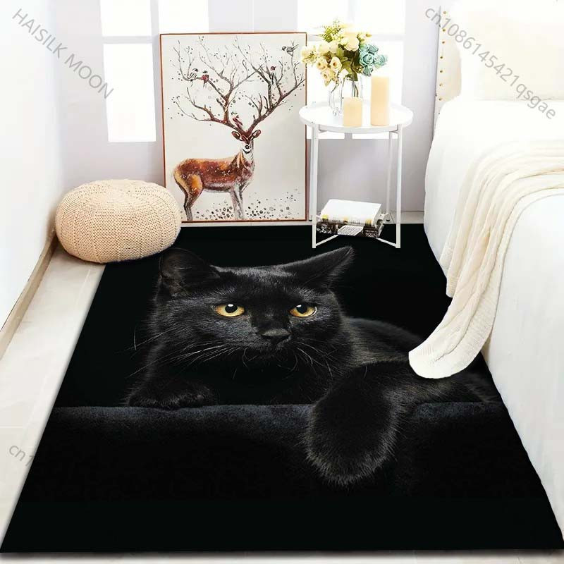 UQIDEHOME Bereichsteppich mit Schwarze Katze Druck, Rechteckig, Polyester, B/T: 80 x 120 cm - Bild 2