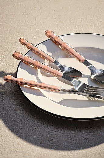 BISQUE Besteck-Set 24-teilig aus Edelstahl in Gold und Pink, poliert - Bild 1