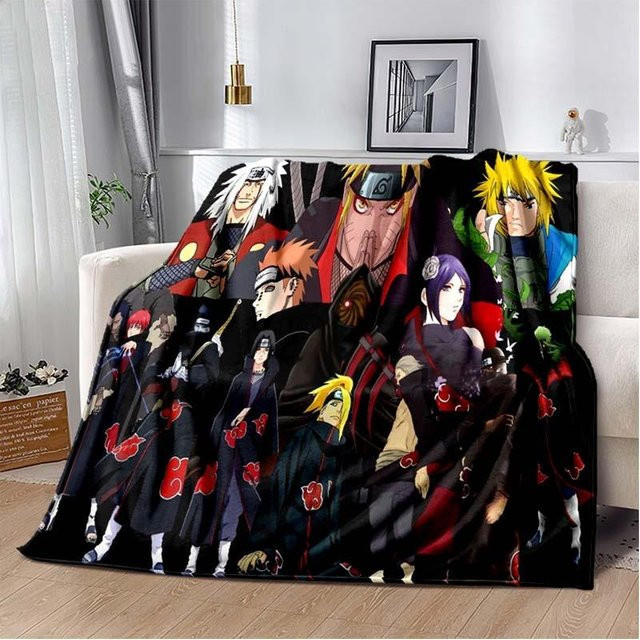 Naruto Flanell-Decke von YunhengTechnology in Schwarz, weiche Plüschdecke für Sofa und Bett, B/B: 75 x 90 cm - Bild 1