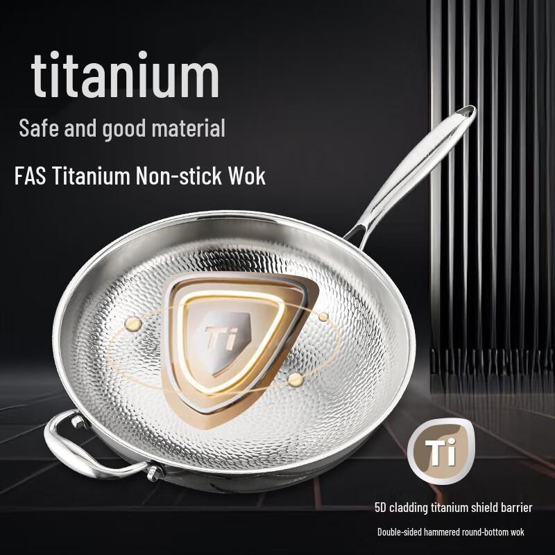 Zhuochuang Wok mit Rundboden aus Titan in Silber, Durchmesser: 36 cm - Bild 2