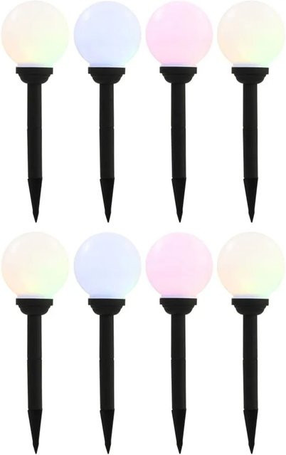 vidaXL LED Solar-Außenleuchten im 8er Set, RGB Kugelform in Weiß und Multicolour, Durchmesser: 15 cm - Bild 1