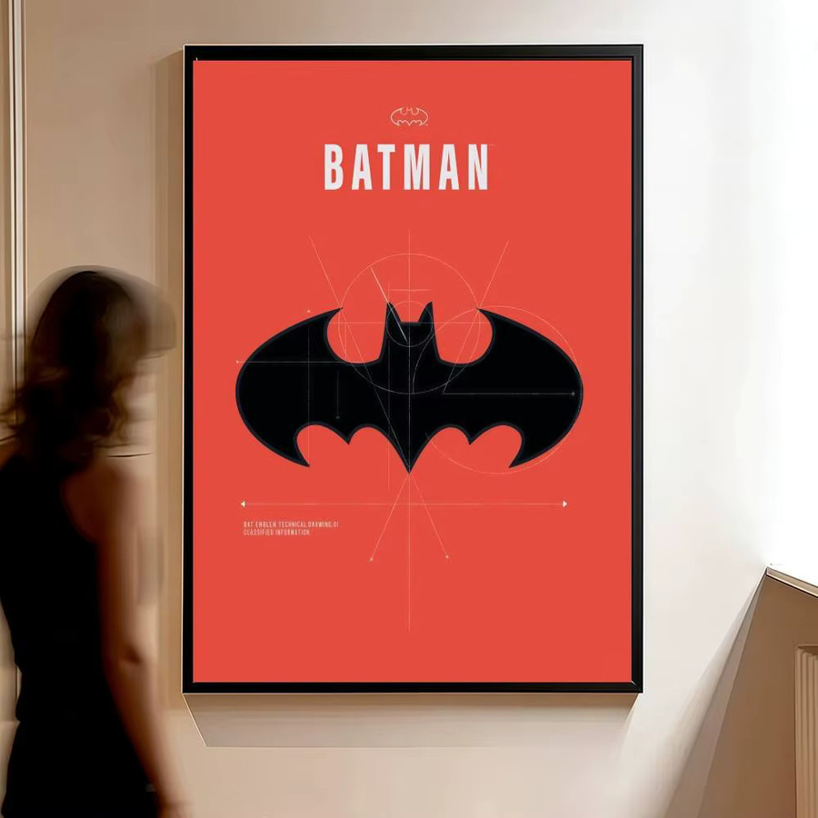Warner Bros. Batman Logo Poster Aufkleber Vintage Wanddekoration aus Papier, Breite: 21,0 cm, Höhe: 30,0 cm - Bild 4