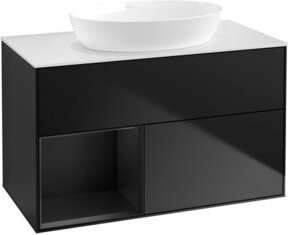 V&B Waschtischunterschrank Finion 100 in Weiß und Blau lackiert, B/T/H: 100 x 50,1 x 50,1 cm - Bild 1