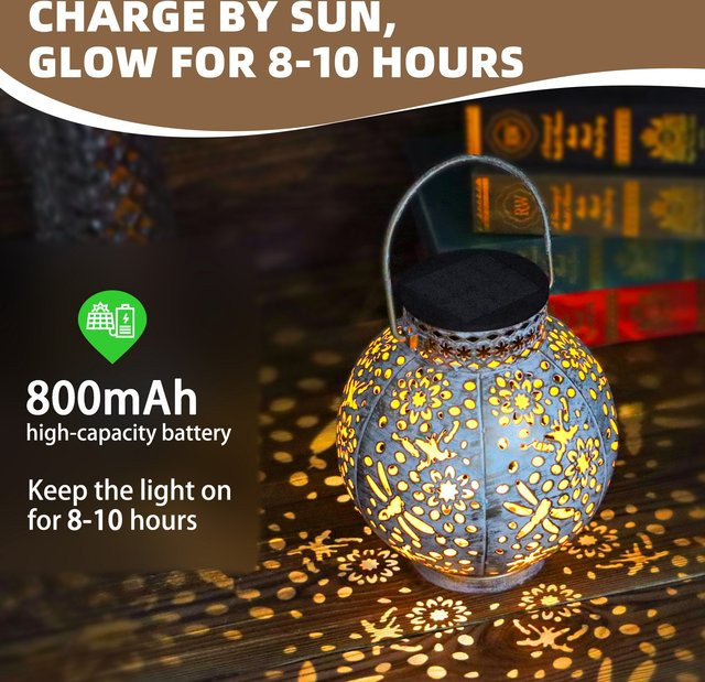 FREEPOWER Solar LED Gartenlaterne Runde Hängelampe mit Warmweißem Licht und IP65 Wasserdichtigkeit in Weiß - Bild 1
