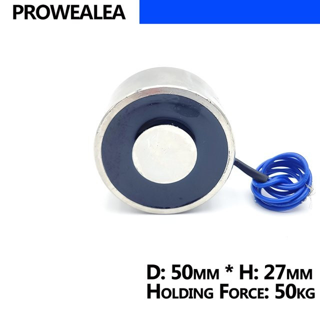 PROWEALEA Elektromagnet Zylinder Silber 50kg/500N DC 6V 12V 24V - Bild 1