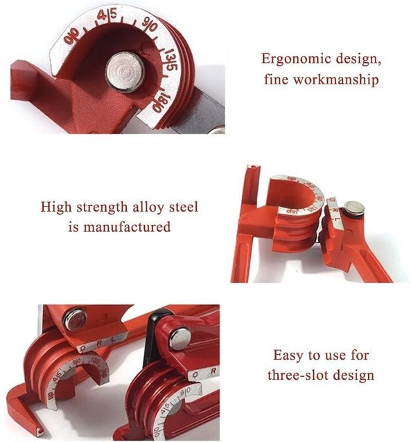 Manueller Rohrbieger von Fishine mit Drei-Schlitz-Design für 6mm, 8mm und 10mm Dünnrohr in Rot - Bild 1