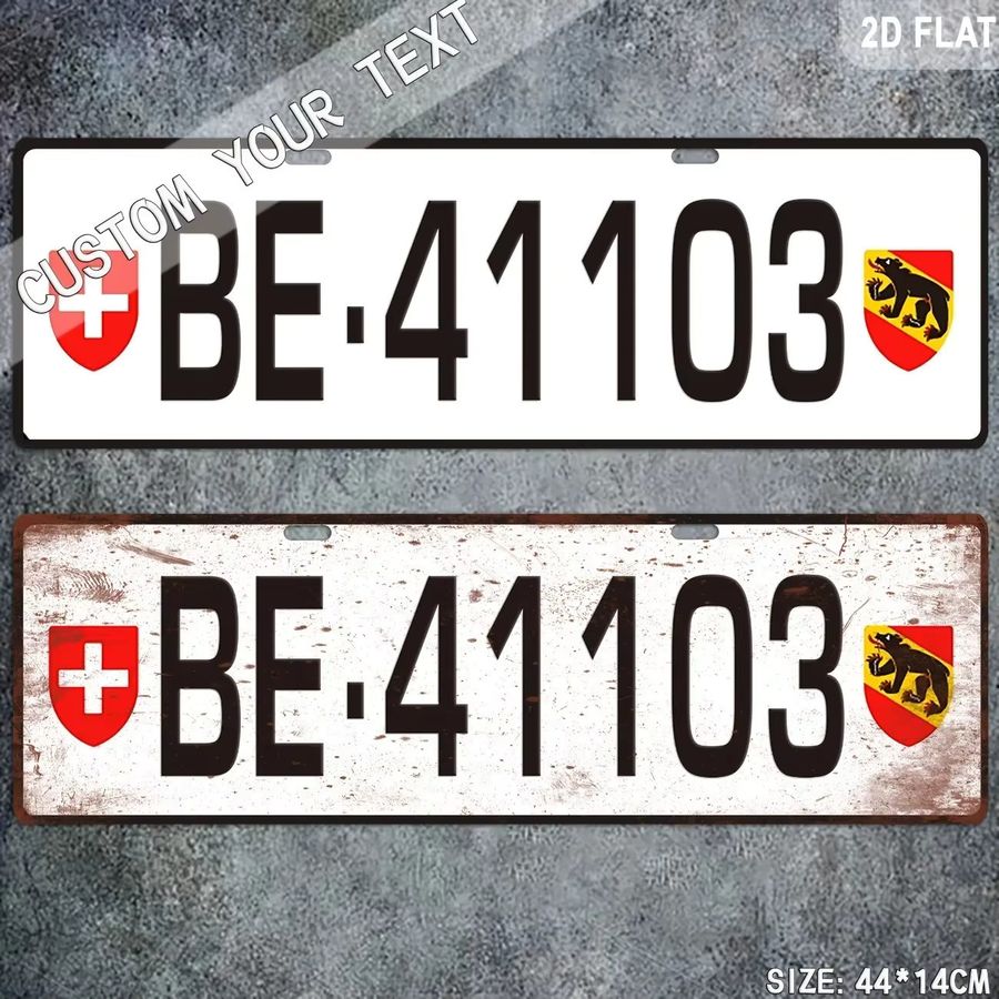 Personalisiertes Schweizer Aluminiumschild von Hello Young in Rot im Vintage-Design, Wanddekoration für Zuhause oder Bar, B/H: 40 x 10 cm - Bild 3