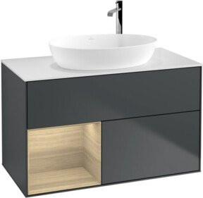 V&B Waschtischunterschrank Finion 100 mit Wandbeleuchtung in Weiß lackiert, B/T/H: 100 x 50,1 x 50,1 cm - Bild 1