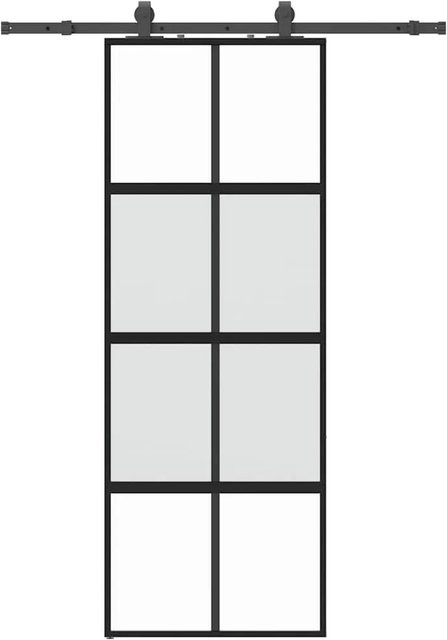 vidaXL Schiebetür aus Hartglas in Schwarz mit Beschlag, B/H: 76 x 205 cm - Bild 1