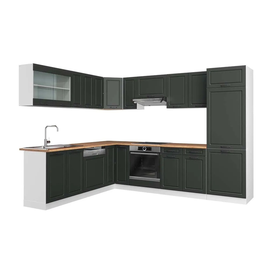 Vicco R-Line Eckküche Landhausstil in Anthrazit und Weiß mit Eiche-Optik B/T/H: 227 x 287 cm - Bild 2