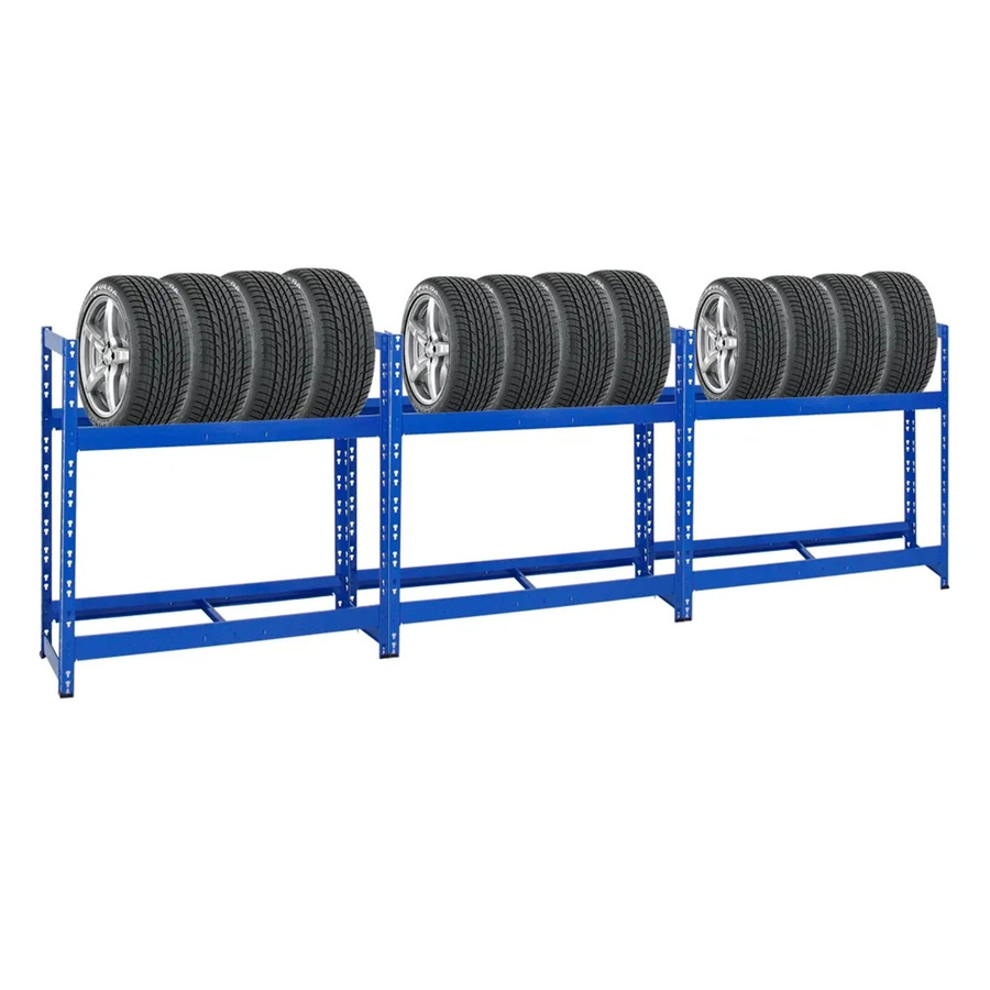 3er Set PROREGAL Tiger Reifenregal aus Stahl in Blau für Garage und Werkstatt, B/H/T: 100 x 110 x 35 cm - Bild 2