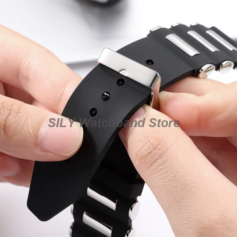 asukaband Uhrenarmband Silikon, Schwarz, Unisex, 20/22/24/26 mm - Bild 6