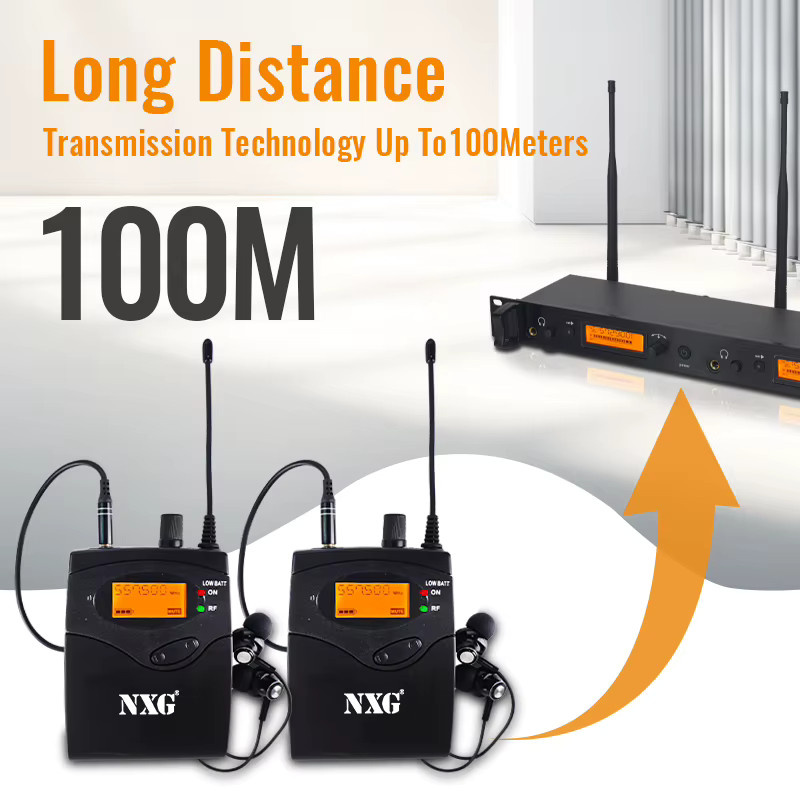 Yamnweo GS Kabelloses In-Ear-Monitor-System in Schwarz mit UHF-Technologie, 100m Reichweite und automatischem Frequenzscan - Bild 5
