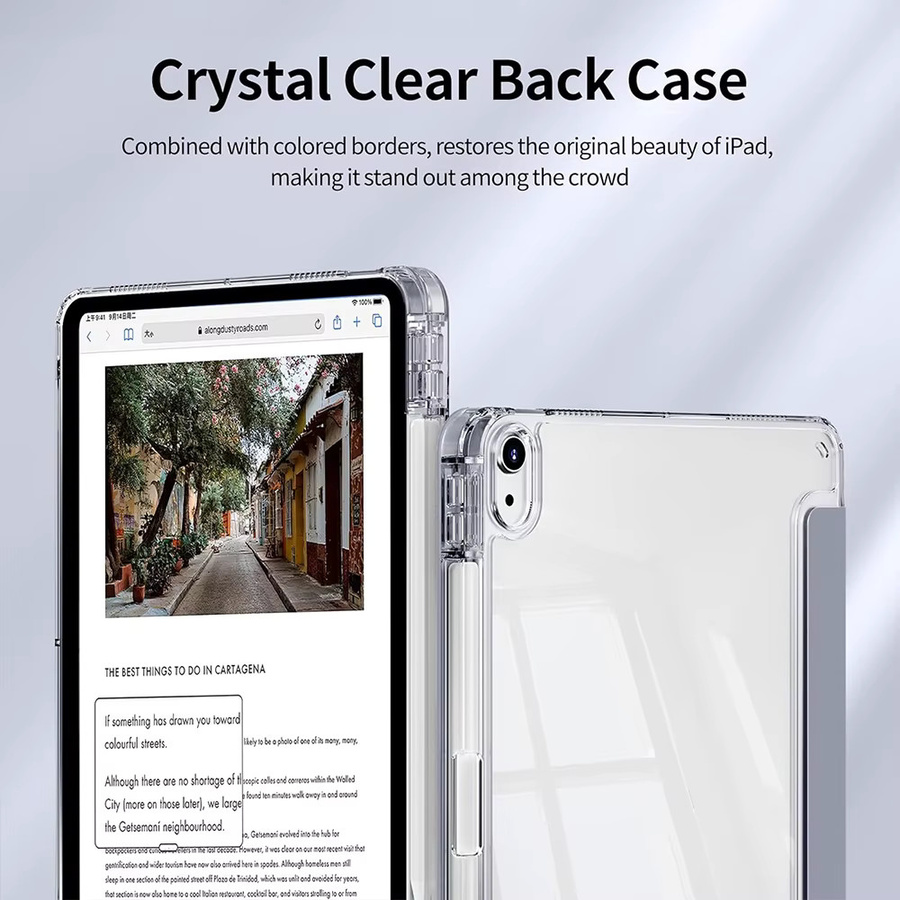 Apple Crystal Clear Case für iPad 11 Zoll (2025), 10. Generation, 11. Generation sowie iPad 9./8./7./6./5. Generation mit Stiftschlitz, transparent und purple - Bild 3