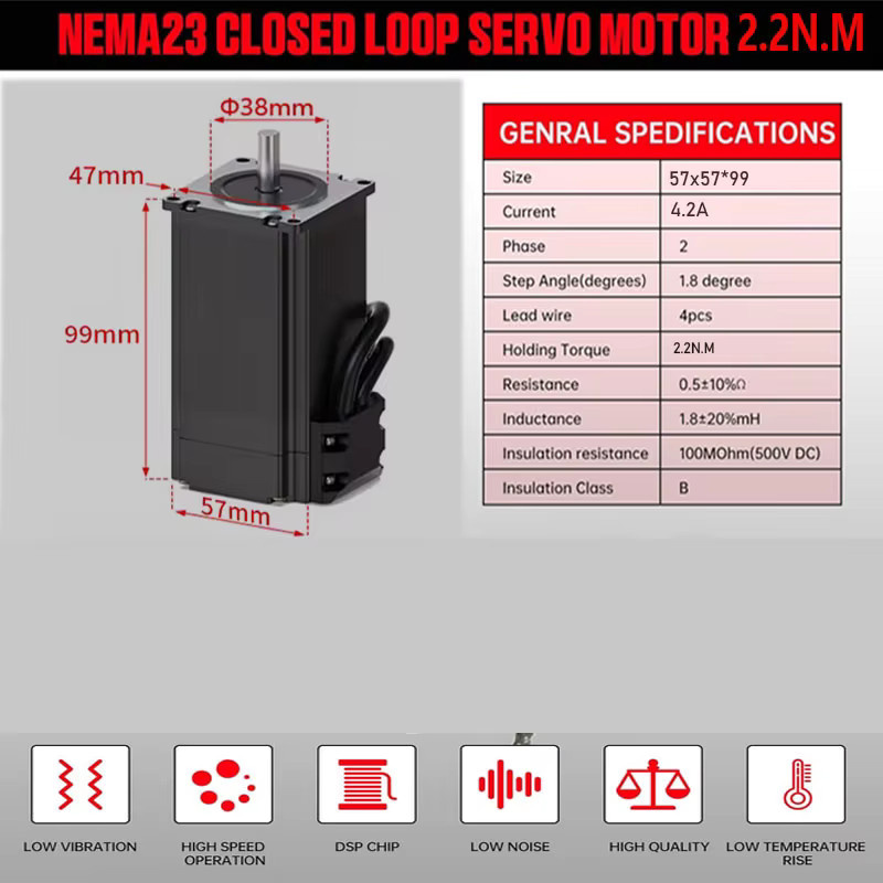 Schrittmotor-Kit mit geschlossenem Regelkreis Nema 23 DSP Easy Servo, 2,2 Nm, 24–80 V DC-Schritttreiber für CNC-Fräser und Gravurmaschinen - Bild 2