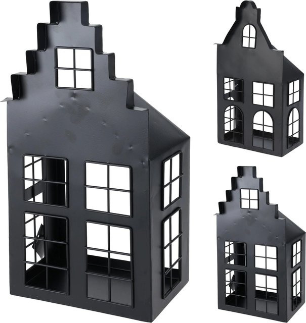 Weihnachts-Deko Laternenhaus aus Eisen in Schwarz, 2er-Set, B/T/H: 21 x 14 x 41 cm - Bild 1