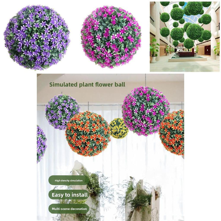 MerakiMuse Kunstblumenball aus Kunststoff in Rose Rot für die Decken-Dekoration, Durchmesser: 20 cm - Bild 2