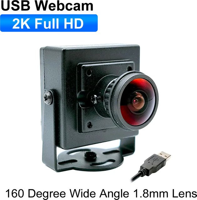 REDEAGLE 2K HD Fisheye USB-Webcam mit 160-Grad-Weitwinkel, 4MP, 2560x1440 Auflösung, Schwarz - Bild 1