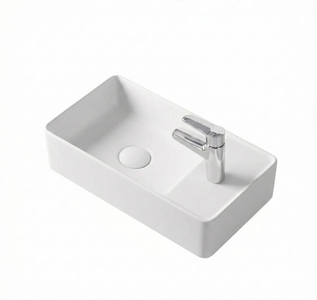 Stilform SOHO 2.0 Gäste WC Waschbecken aus Keramik, Weiß Matt, Aufsatzwaschbecken, B: 46 cm, T: 25 cm, H: 12 cm - Bild 1