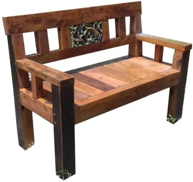 DELUKE Gartenbank MIKKO 2-Sitzer aus Teakholz in Dunkelbraun, wetterfest, Breite: 120 cm - Bild 1