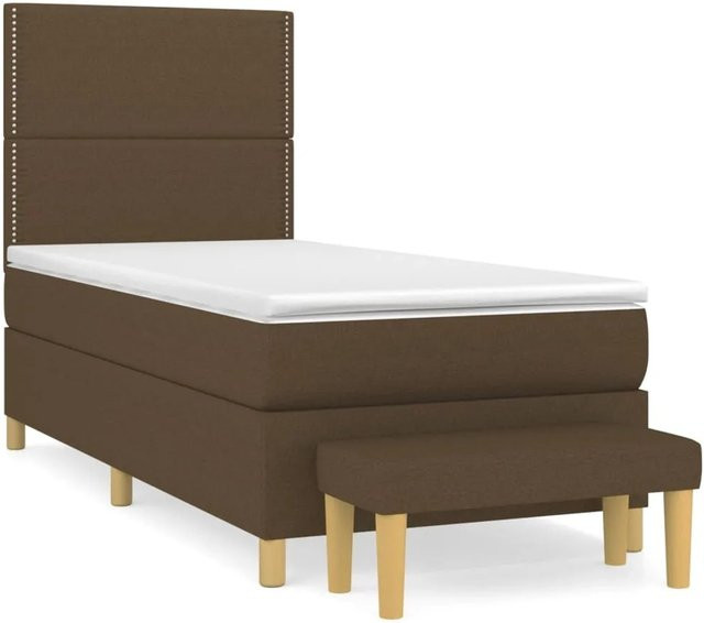 vidaXL Boxspringbett mit Matratze Hybrid-Design in Dunkelbraun und Weiß, B/T/H: 90 x 190 x 128 cm - Bild 1