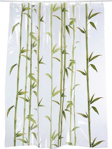 Kleine Wolke Duschvorhang Bambú in Grün mit Bambus-Design, B/H: 180 x 200 cm - Bild 1