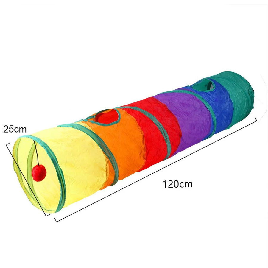 Yiran Furniture Interaktives Haustierspielzeug Regenbogen Katzentunnel aus Polyester, Faltbarer Spielplatz für Katzen und Hunde in Multicolour - Bild 3