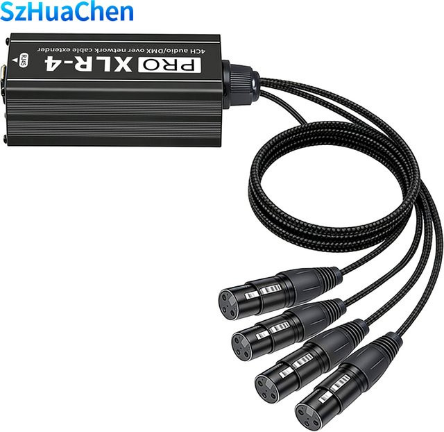 TITAK 1 Paar PRO XLR-4 auf RJ45 Ethernet LAN Verlängerungskabel für Audio und DMX, Schwarz, Länge: 0,7 m - Bild 1