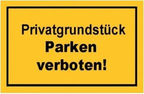 Hinweisschild JÄGER Privatgrundstück Parken Gelb - Bild 1