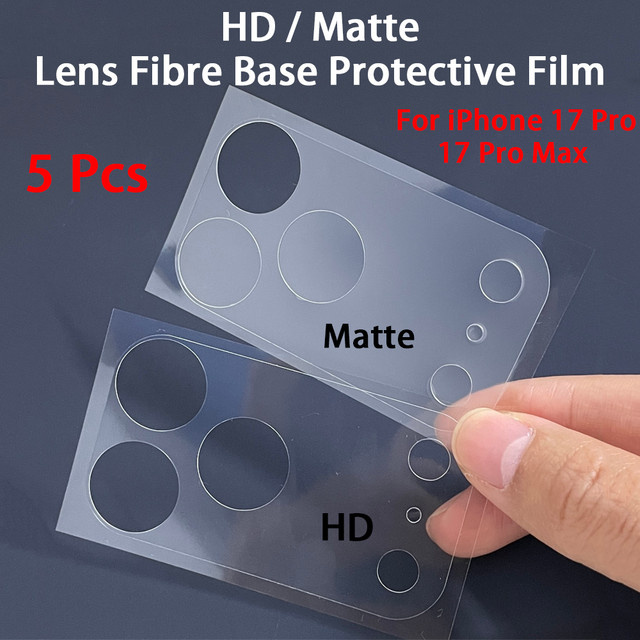 5 Stück HD Matte Objektiv Schutzfolie für Apple iPhone 17 Pro und iPhone 17 Pro Max, Transparent, Fiber Base Design - Bild 1