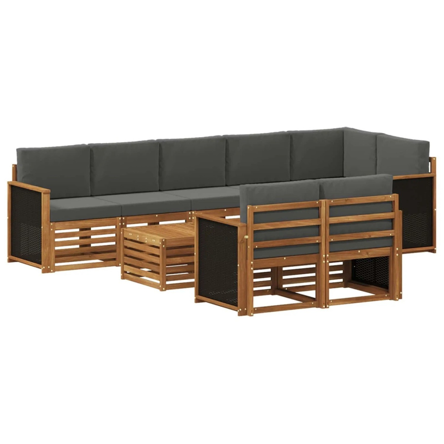 vidaXL Sofagarnitur aus Massivholz Akazie in Braun und Anthrazit mit modernem Latten-Design - Bild 2