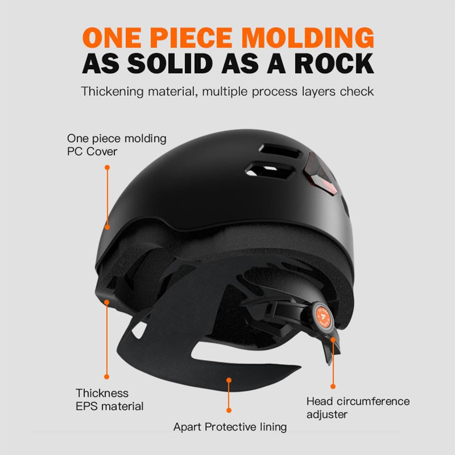 Honor Electronics WiFi-Kamerahelm für Motorräder, wasserdichter Smart-Helm mit LED-Vorder- und Rücklicht in Schwarz - Bild 6