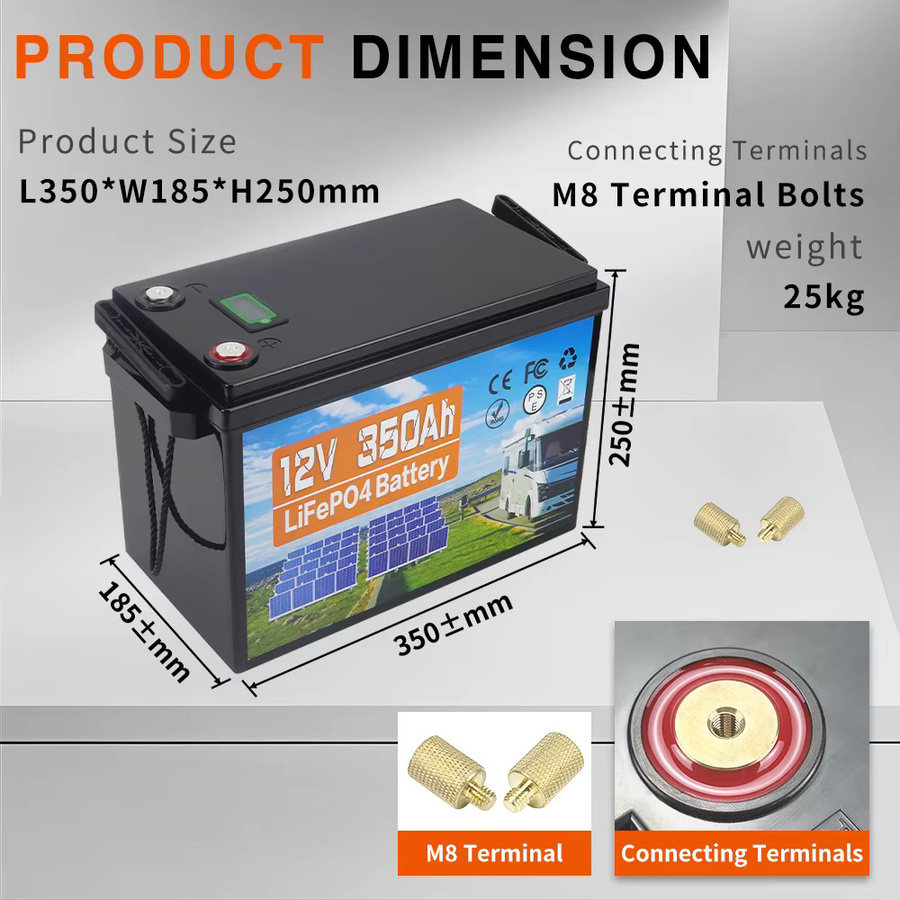 Likctt LiFePO4 Lithium-Batterie 12,8V 350Ah mit 4480Wh Deep-Cycle-Batteriepack für Wohnmobile, Boote und Solarenergiespeicher - Bild 2